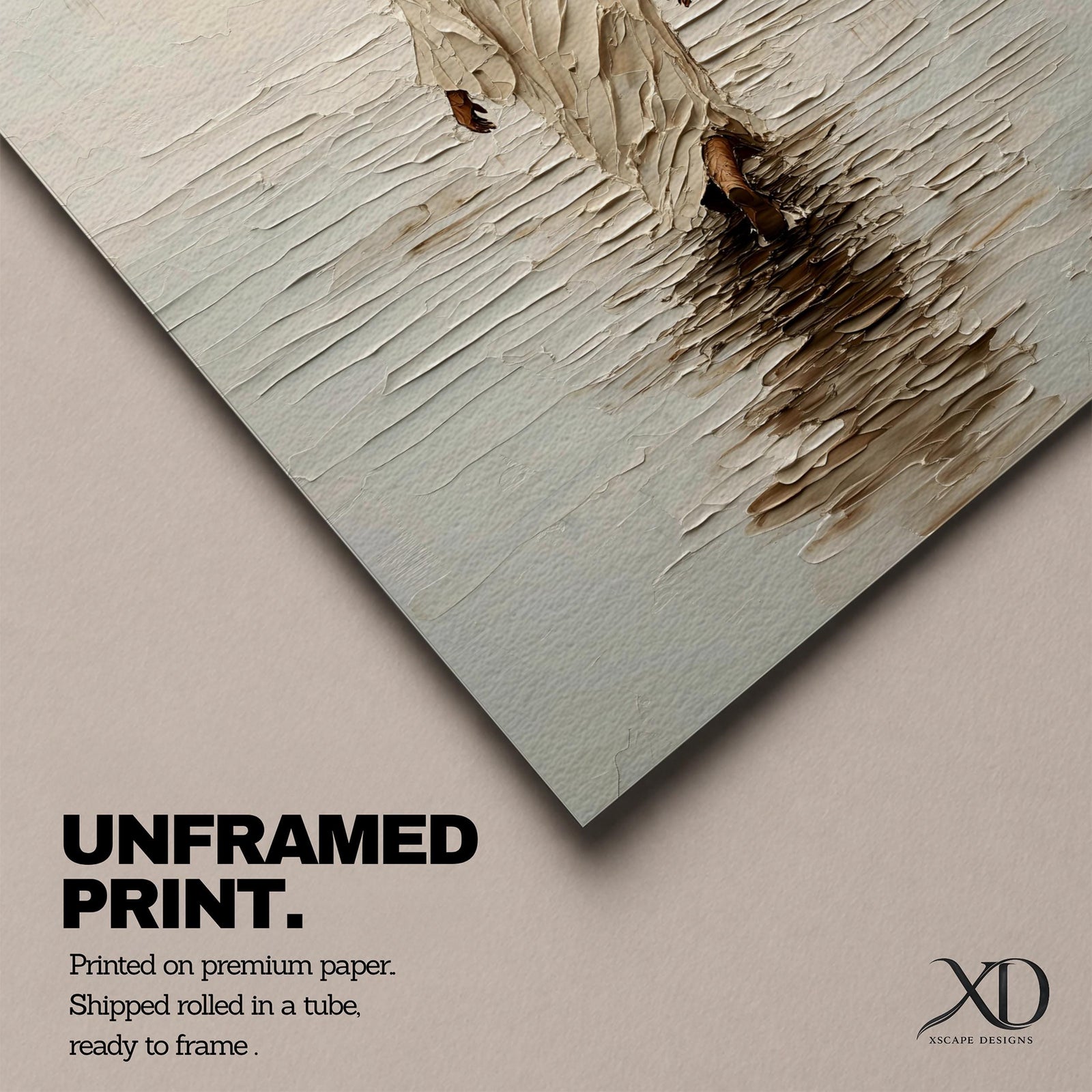 A textured impasto style painting depicting Jesus walking on water, shown from behind in a flowing robe with dark hair, stepping on a reflective water surface with ripples, rendered in neutral tones with thick brush strokes emphasizing depth and movement.