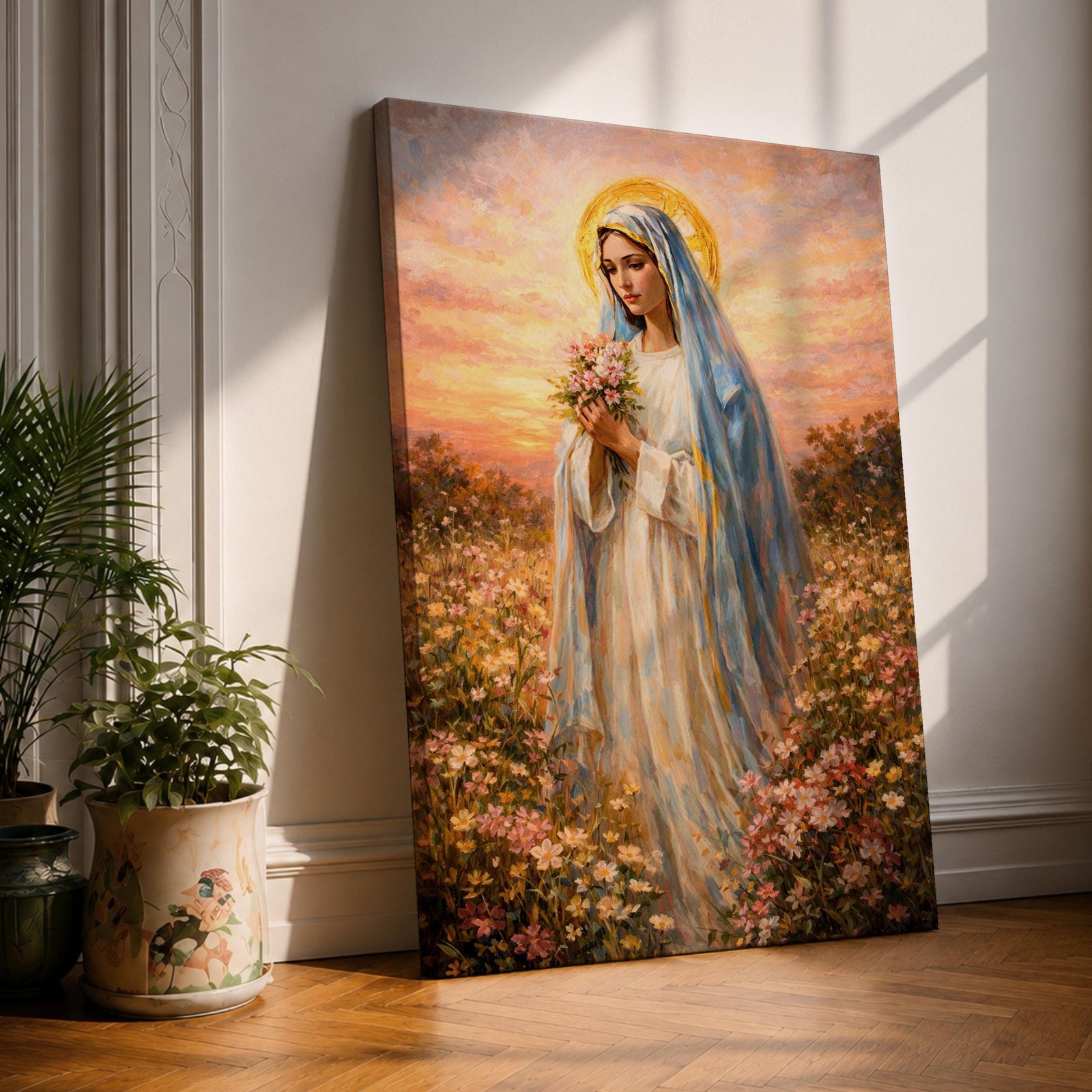 Virgin Mary Religious Wall Art Queen of Heaven Vintage Gift Prayer Room Home Decor