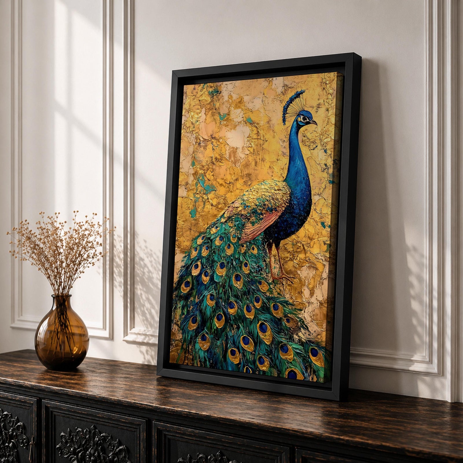 Peacock Bird Wall Art Luxury Wildlife Animal Symbol Gift Living Room Home Decor Nature