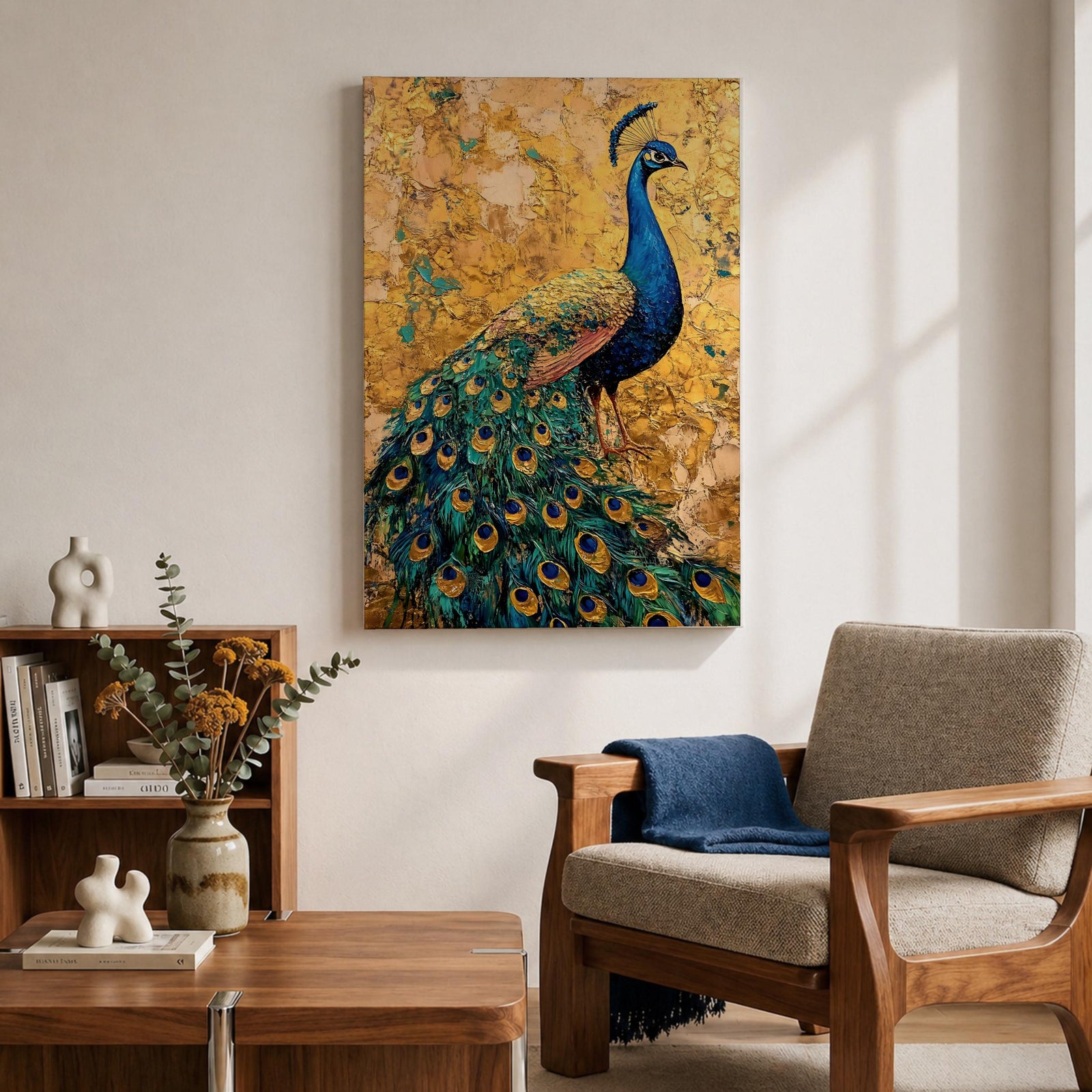 Peacock Bird Wall Art Luxury Wildlife Animal Symbol Gift Living Room Home Decor Nature