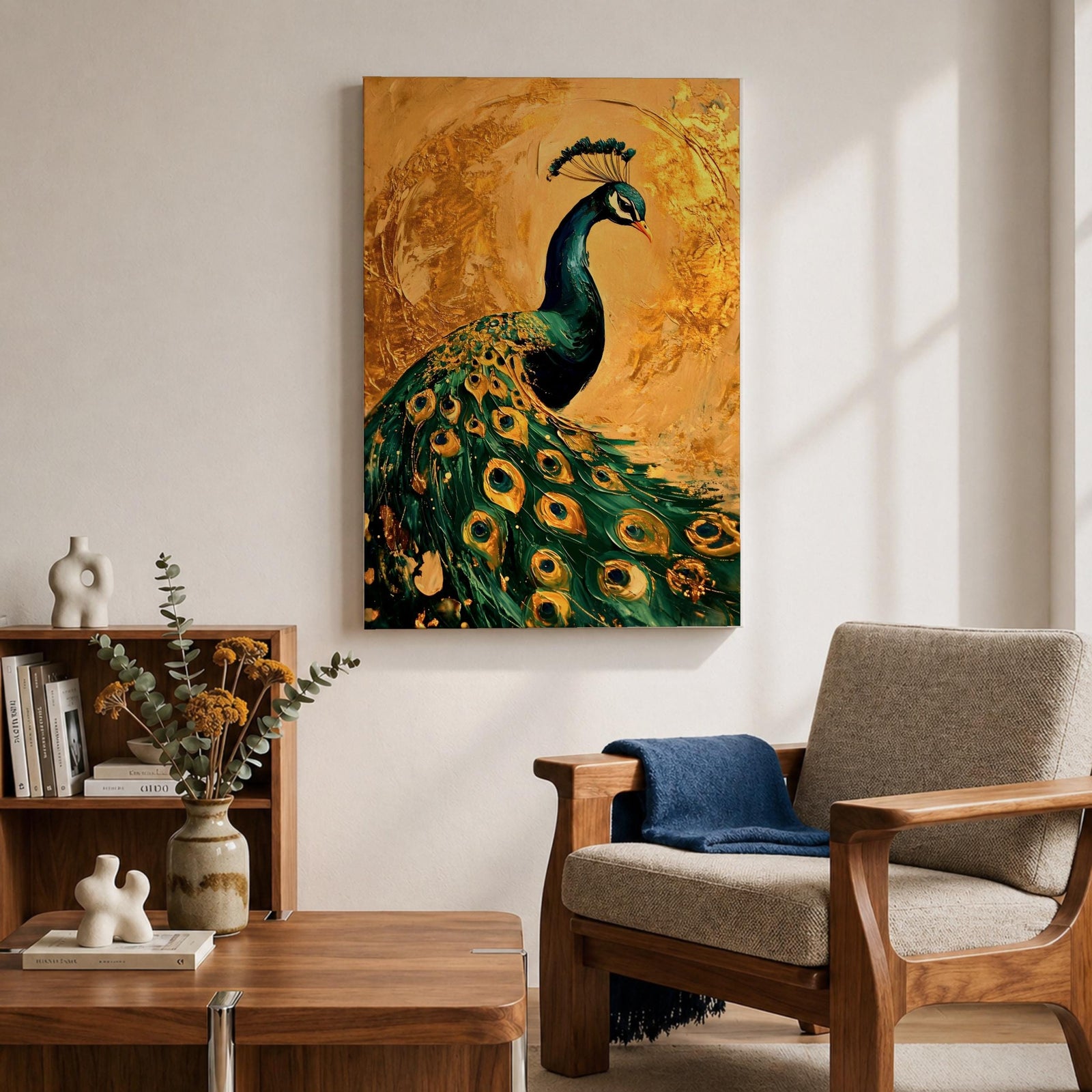 Peacock Bird Wall Art Animal Feathers Wildlife Nature Symbol Gift Living Room Home Decor