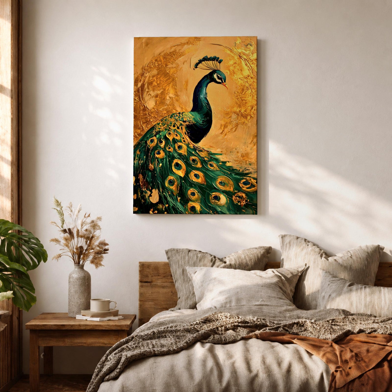 Peacock Bird Wall Art Animal Feathers Wildlife Nature Symbol Gift Living Room Home Decor
