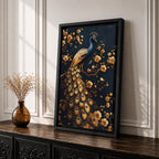 Peacock Bird Wall Art Royal Golden Tail Feather Nature Gift Living Room Home Decor