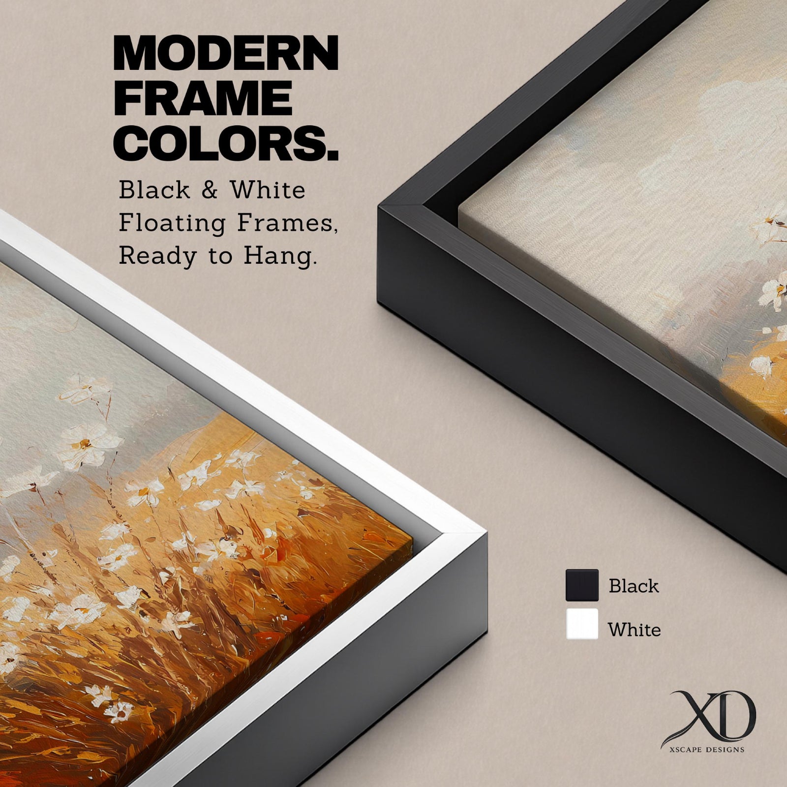 A framed watercolor painting of wildflowers and meadow flowers in soft, natural tones with delicate brushstrokes, capturing a rustic and cottagecore aesthetic with floral elements.