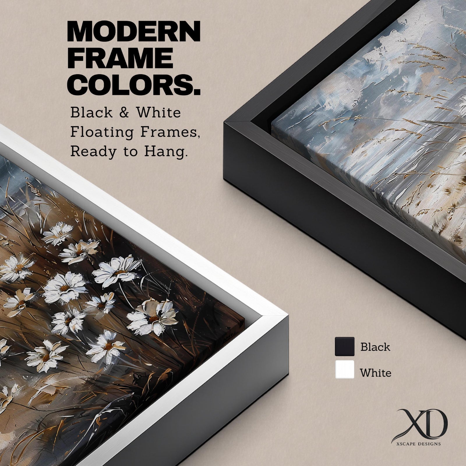 A vintage-style framed canvas wall art depicting a cluster of daisies and wild grasses by the beach. The artwork features textured brush strokes and muted coastal tones, blending floral elements with a rustic seaside atmosphere in a detailed floral composition.