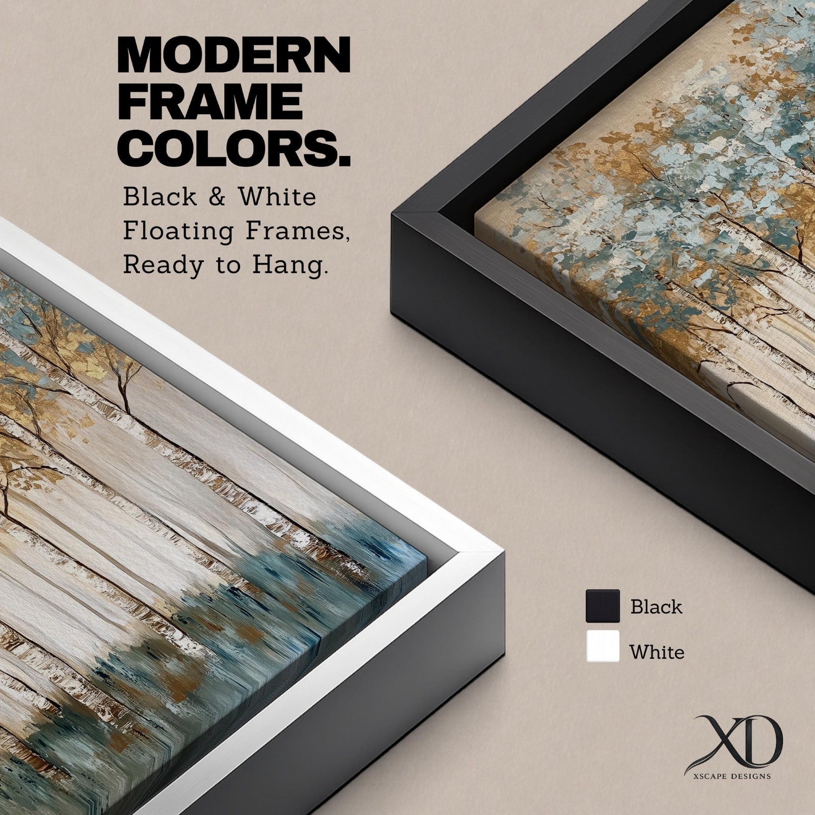 A vintage-style framed canvas wall art depicting a birch tree forest with slender white trunks and textured foliage in blue and gold hues. The composition captures a serene woodland scene with a painterly vintage aesthetic, emphasizing natural elements and vertical tree forms in a nature-themed artwork.