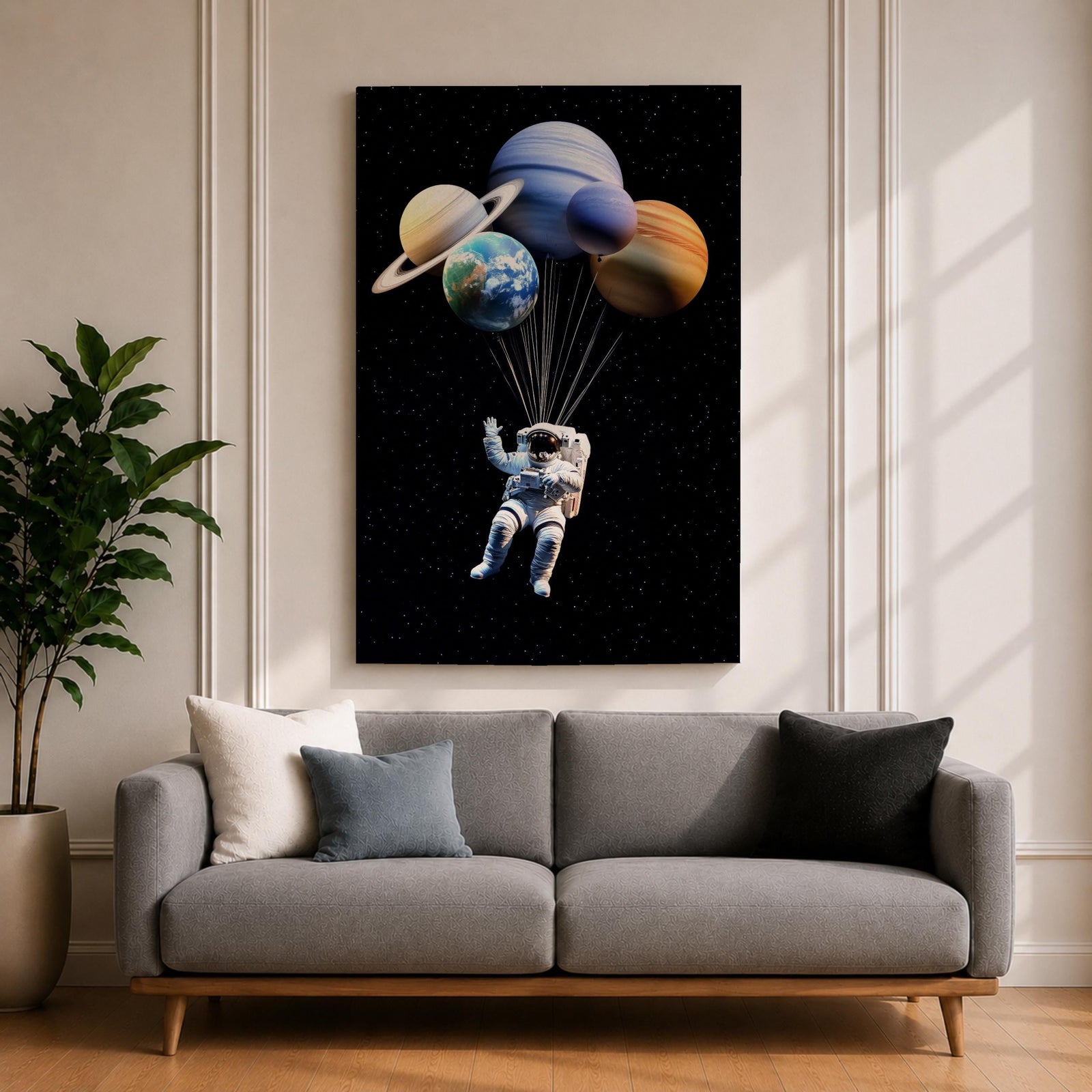 Astronaut Space Wall Art Solar Balloons Space Fantasy Symbol Gift Living Room Home Decor