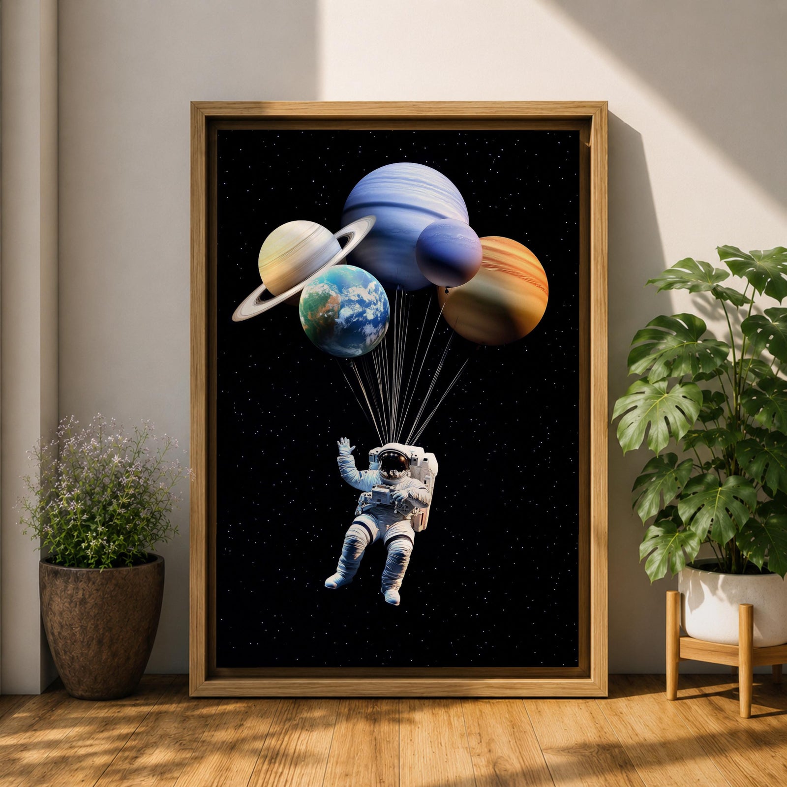 Astronaut Space Wall Art Solar Balloons Space Fantasy Symbol Gift Living Room Home Decor