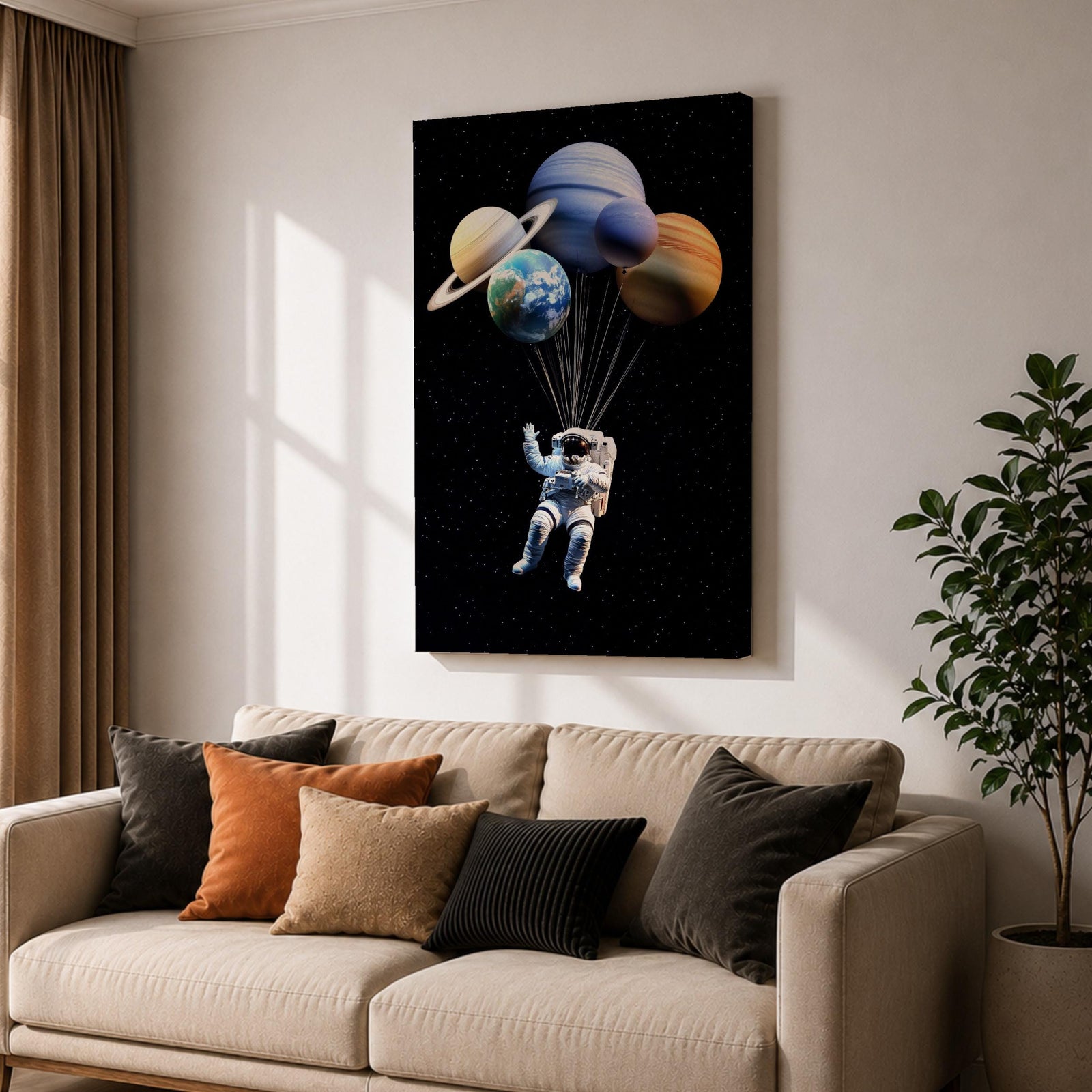 Astronaut Space Wall Art Solar Balloons Space Fantasy Symbol Gift Living Room Home Decor