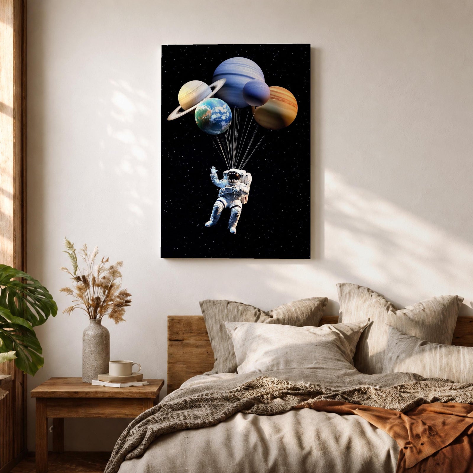 Astronaut Space Wall Art Solar Balloons Space Fantasy Symbol Gift Living Room Home Decor