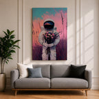 Astronaut Space Wall Art Cosmonaut Explorer Abstract Floral Symbol Gift Living Room Home Decor