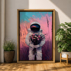 Astronaut Space Wall Art Cosmonaut Explorer Abstract Floral Symbol Gift Living Room Home Decor