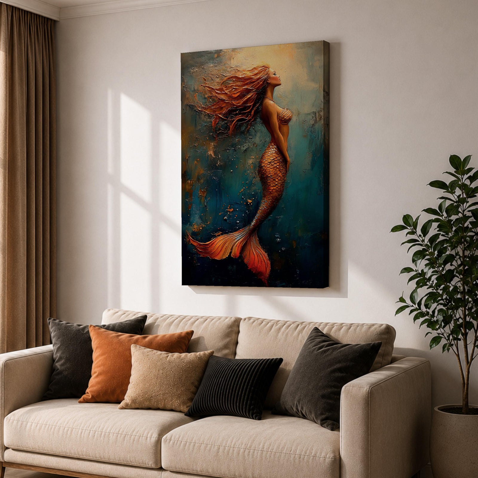 Mermaid Mythical Wall Art Sea Goddess Nymph Ocean Fantasy Gift Living Room Home Decor