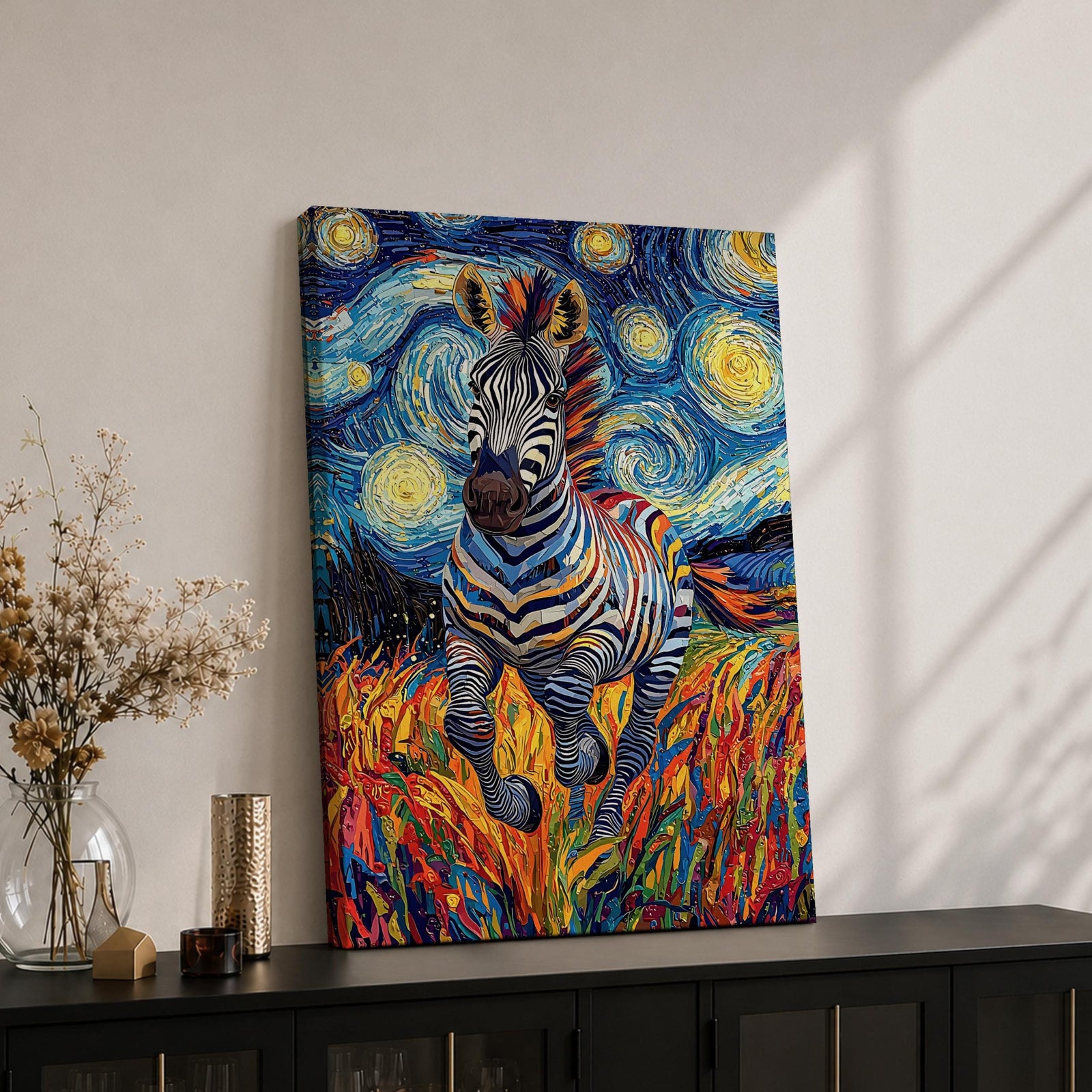 Zebra Animal Wall Art Running Zebra Horse Abstract Nature Gift Living Room Home Decor