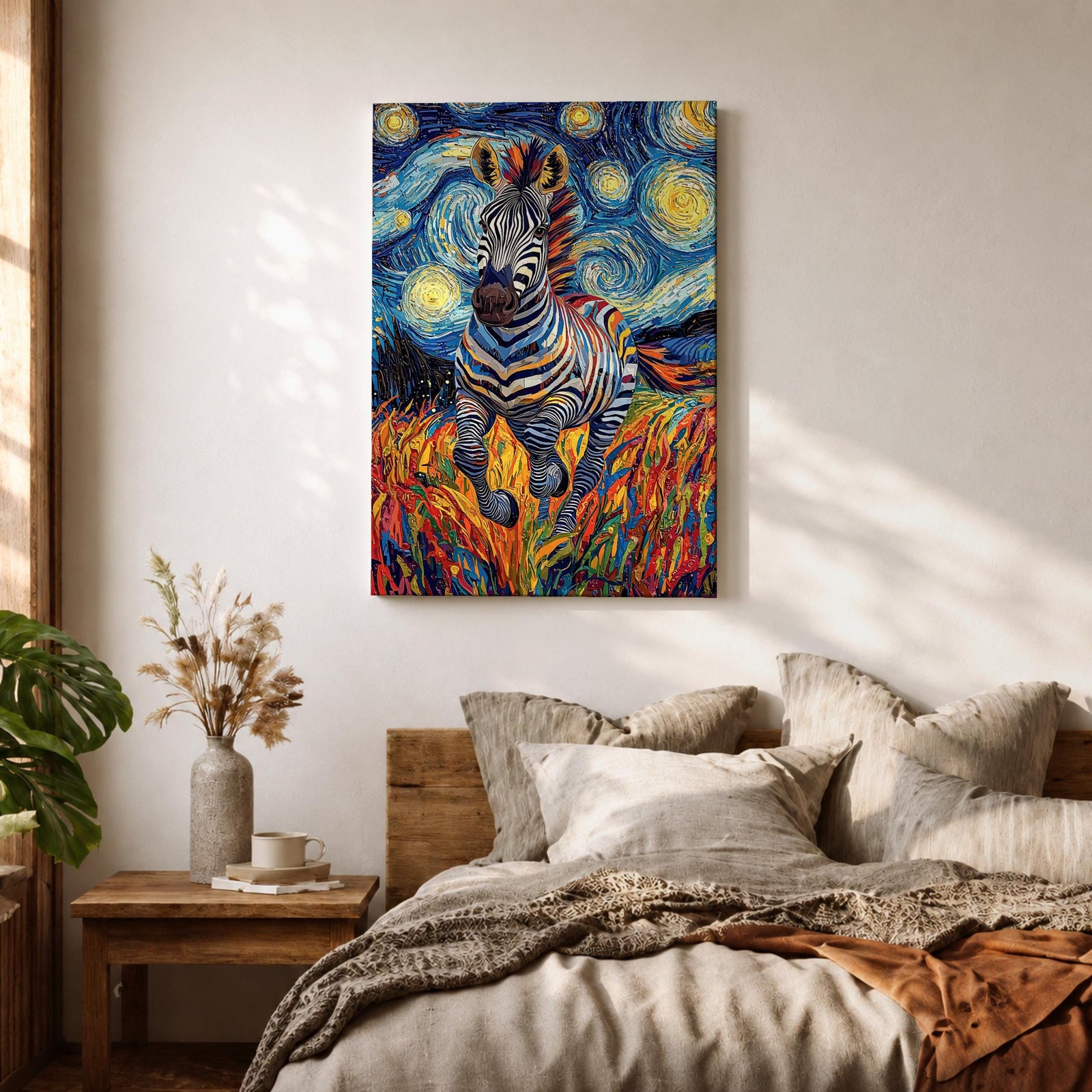 Zebra Animal Wall Art Running Zebra Horse Abstract Nature Gift Living Room Home Decor