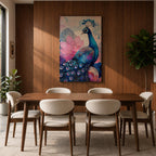 Peacock Bird Wall Art Lotus Peacock Feather Symbol Floral Gift Living Room Home Decor