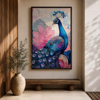 Peacock Bird Wall Art Lotus Peacock Feather Symbol Floral Gift Living Room Home Decor