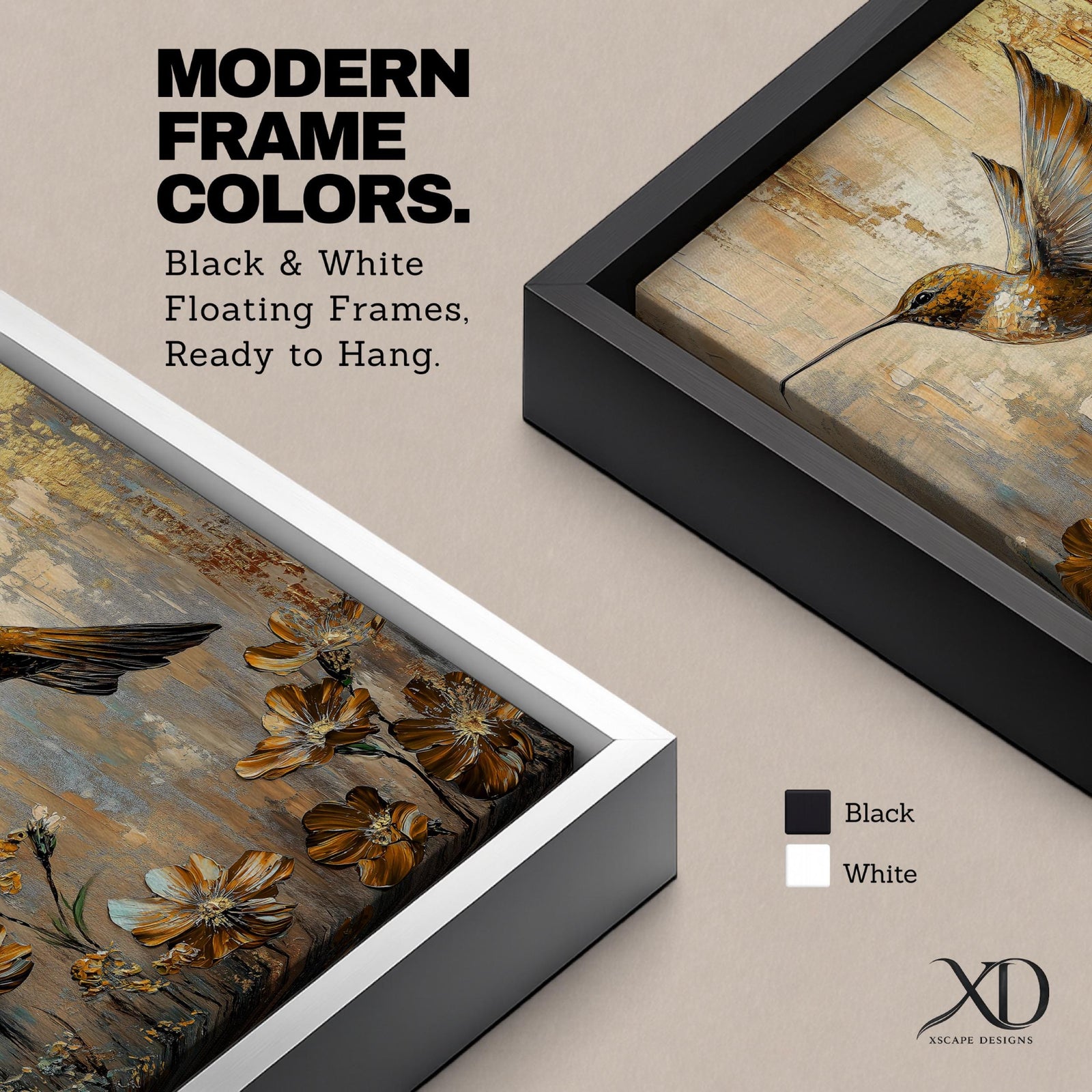 A detailed vintage-style framed canvas depicting a ruby-throated hummingbird in mid-flight above blooming flowers, rendered with textured brush strokes and warm tones, capturing the delicate beauty of the bird and floral elements in a classic nature-inspired composition.