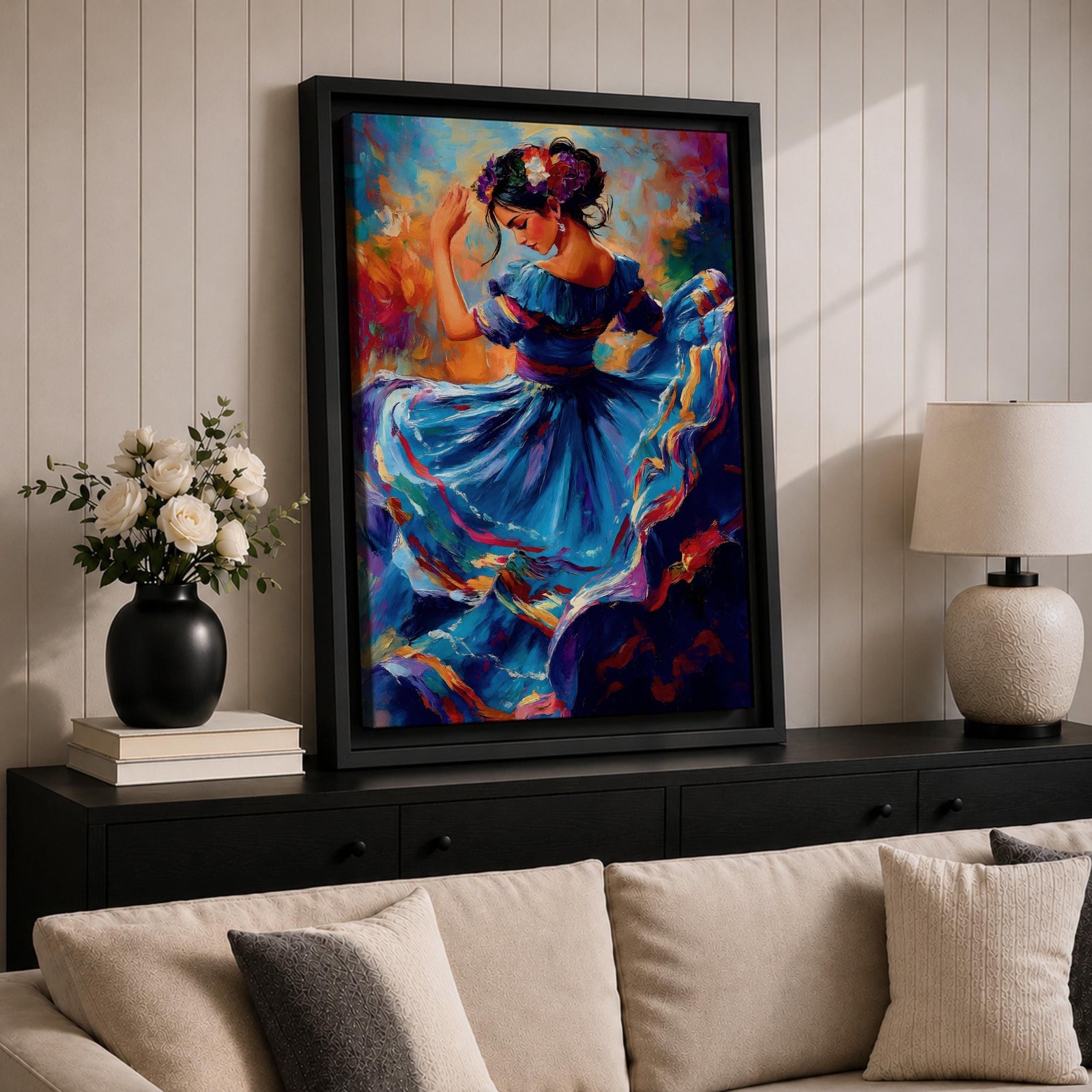 Flamenco Dancer Mexican Wall Art Folklorico Dance Traditional Abstract Gift Living Room Home Decor