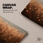 Panoramic painting of a rustic meadow filled with wildflowers and tall grasses in warm earthy tones.