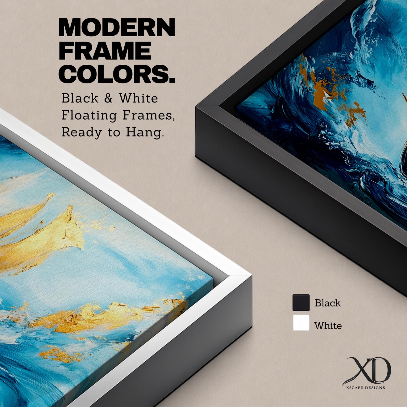 A panoramic abstract painting of a sailboat navigating powerful ocean waves, with sweeping blue tones and textured brushstrokes, featuring gold accented sails catching light as they rise against dynamic water movement, creating depth, motion, and contrast across an extra wide seascape composition.