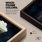 Cloud Panoramic Wall Art Abstract Gold Rain Extra Wide Framed Canvas Night Sky Decor