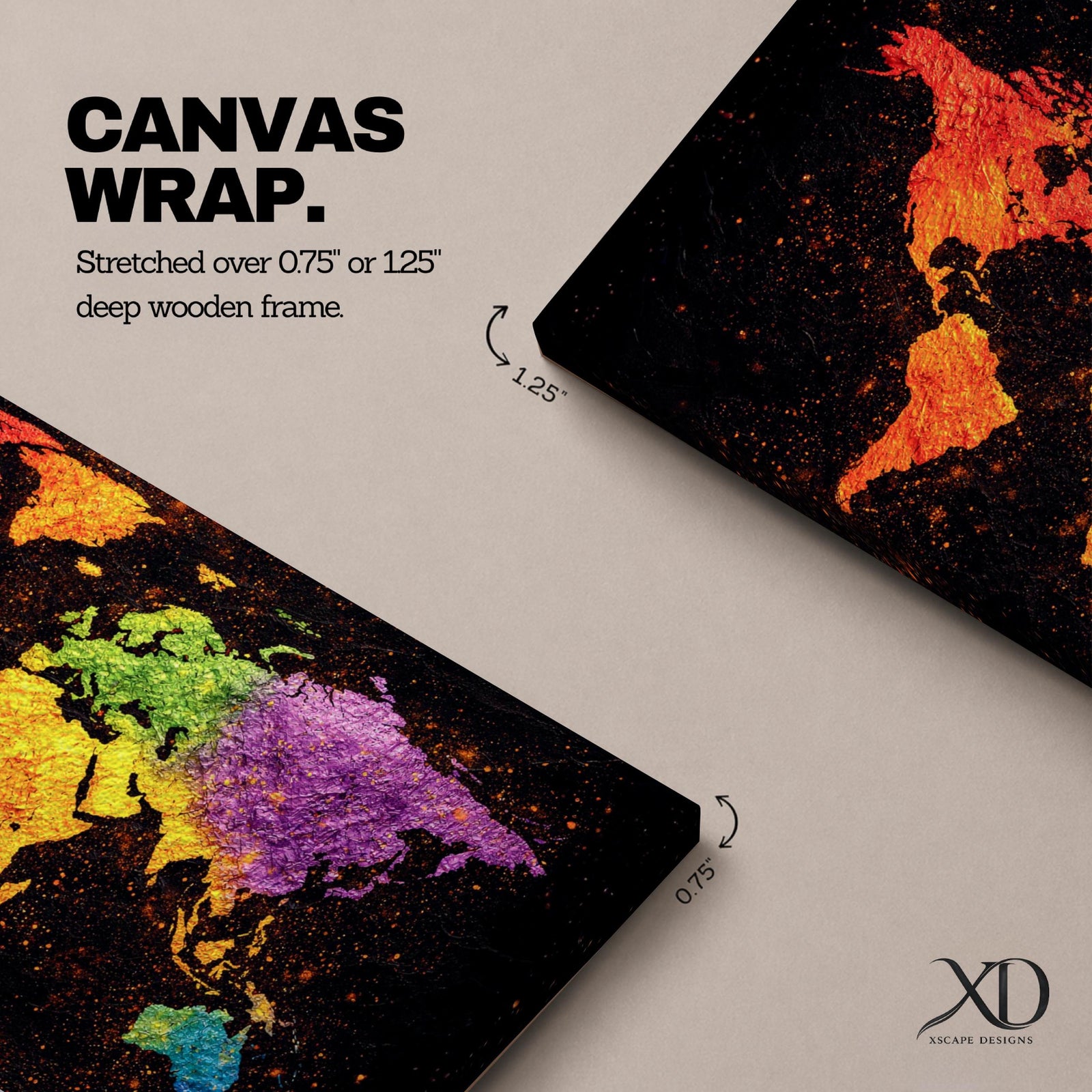 A panoramic typographic world map artwork displaying continents formed through layered text and subtle geographic outlines, rendered in a modern textured style with balanced spacing across an extra wide composition that combines clean cartographic structure with artistic surface depth and visual rhythm.