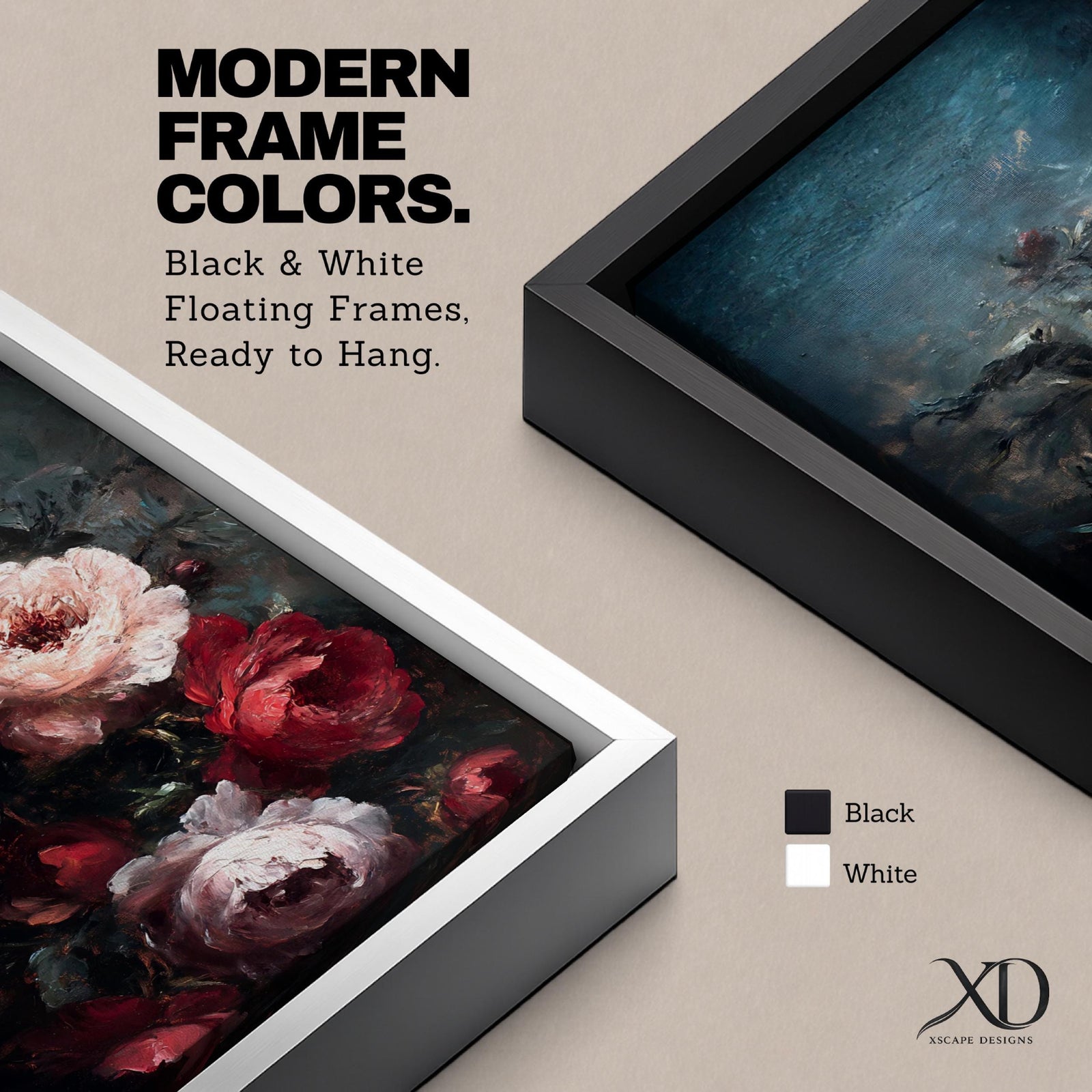 Panoramic oil-style painting of deep red and soft blush roses arranged in a lush bouquet against a dark moody background. Thick textured brushstrokes highlight layered petals, creating a dramatic romantic floral composition with rich shadows and painterly depth.