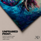 Panoramic fantasy artwork of a mermaid swimming gracefully underwater with flowing hair and iridescent scales illuminated by soft ocean light and deep blue currents.