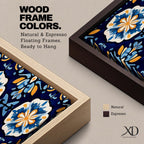 Panoramic Moroccan tile wall art featuring repeating Moorish floral patterns in blue white and gold tones arranged in a decorative Mediterranean ceramic tile design.