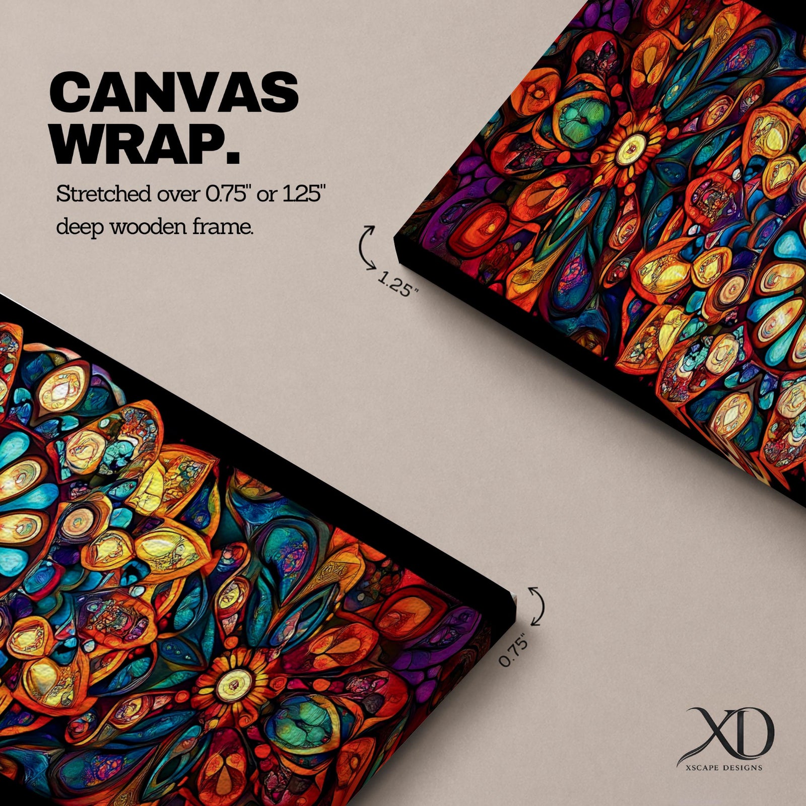 Panoramic artwork featuring a vibrant Islamic mandala composed of intricate arabesque and geometric patterns radiating from a central rosette, with layered symmetrical motifs in rich shades of red, orange, teal, blue, and gold set against a dark background, inspired by traditional Moroccan and Islamic ornamental design.