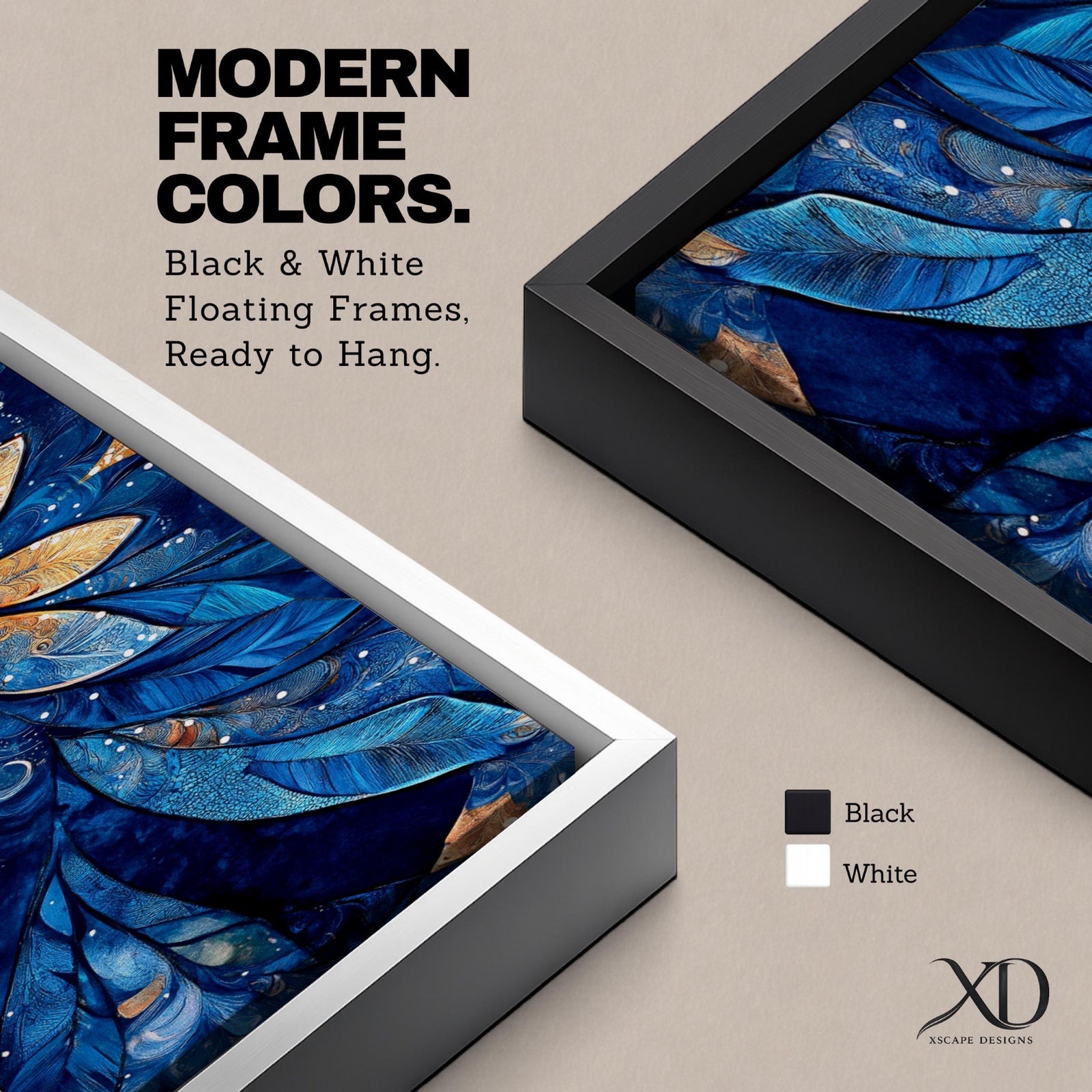 Panoramic floral mandala artwork featuring a symmetrical lotus flower design with layered petals spreading outward in deep blue and gold tones, accented with delicate botanical shapes and watercolor textures that create an intricate ornamental pattern across a wide horizontal composition.