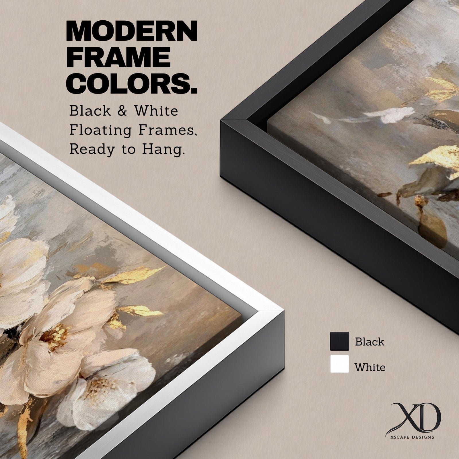 A panoramic textured painting of large white magnolia flowers arranged across a soft neutral background with layered petals and gold accented leaves, rendered with thick painterly brushstrokes that create depth and texture while the blossoms stretch across the wide horizontal composition.