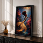 A detailed fantasy painting of a mermaid with flowing hair swimming through a vibrant underwater scene, her golden scaled tail glowing with light as it curves gracefully behind her, surrounded by colorful coral formations and beams of sunlight filtering through the water, creating depth and a luminous mythological ocean composition.