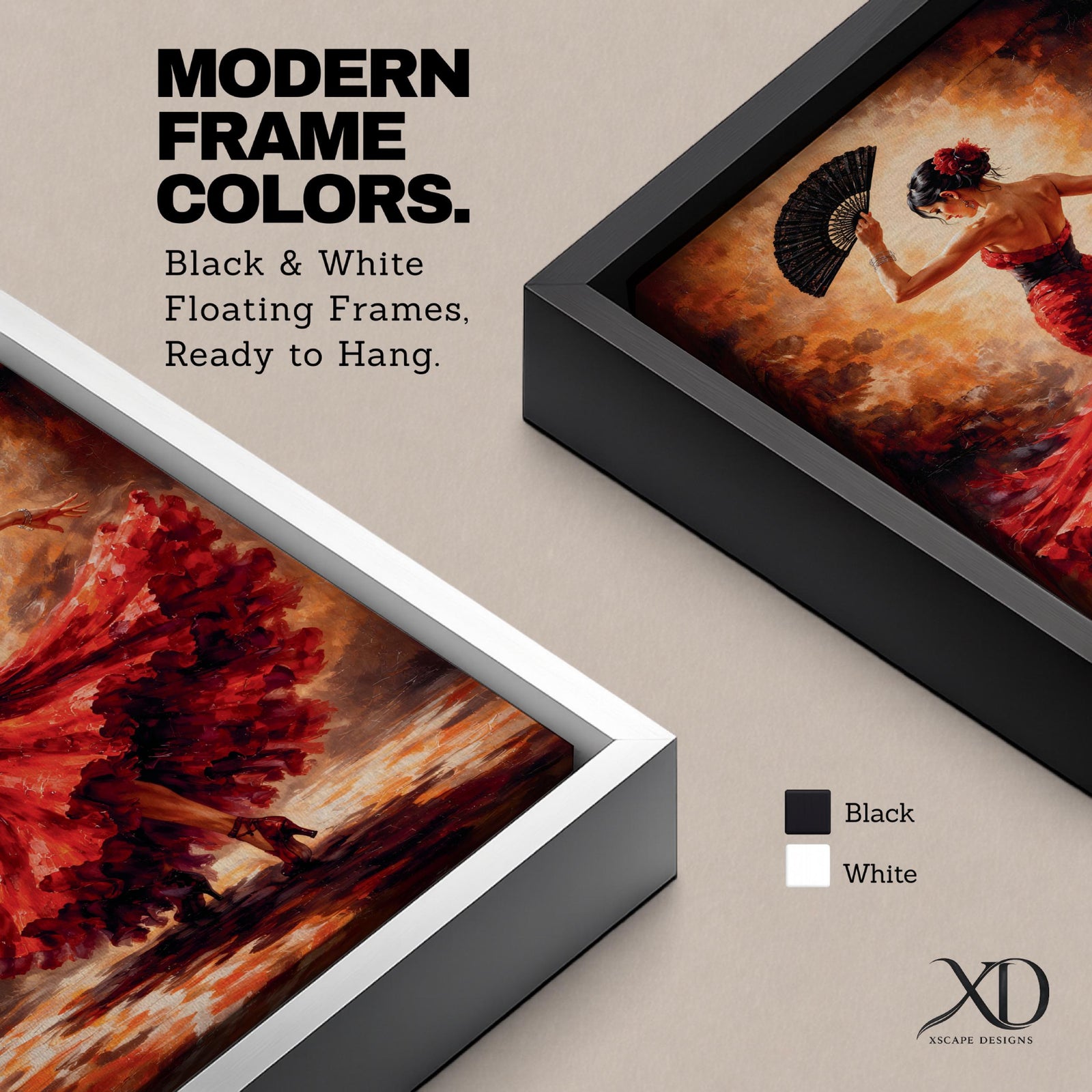 A flamenco dancer captured mid motion wearing a flowing red dress, holding a black fan while turning with dramatic movement, set against a textured warm-toned background with expressive brushwork that emphasizes motion, rhythm, and intensity of Spanish dance culture.