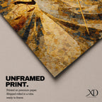 A stylized Lady Justice figure depicted as a Black woman with a natural afro stands blindfolded holding balanced scales and a sword, rendered in intricate golden mosaic textures with radiating geometric patterns that create a sense of motion and symmetry, emphasizing themes of law, balance, and authority in an abstract composition.