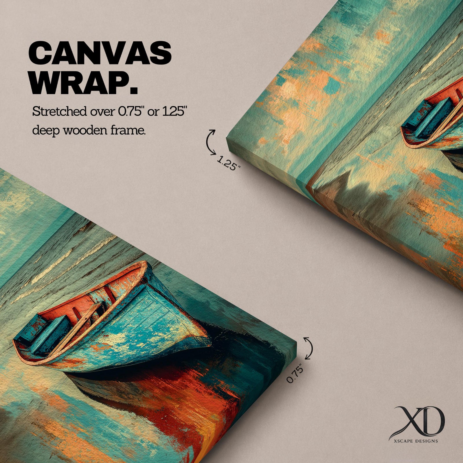 Transform your space with this Boat Wall Art, featuring a weathered blue fishing boat resting along a tranquil shoreline with vibrant coastal reflections. Rich abstract textures and calming ocean hues create a timeless canvas print for beach houses, lake homes, and coastal-inspired interiors.