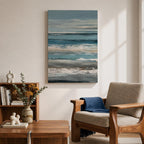 Create a calming retreat with this Ocean Wave Wall Art, featuring soft blue-gray coastal tones and layered abstract seascape textures. This serene canvas print captures the peaceful rhythm of the ocean, making it a beautiful addition to beach homes, bedrooms, living rooms, or coastal-inspired interiors.
