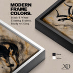 Striking gazelle wall art featuring a graceful antelope in motion with elegant curved horns against a contemporary abstract background. Wildlife artwork with dramatic black and gold tones, expressive splatter details, and luxurious gold accents, perfect for modern, safari, and nature-inspired interiors.