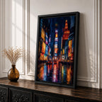 Bring the energy of Manhattan into your space with this Times Square Wall Art, featuring vibrant neon reflections shimmering across rain-soaked streets in a rich impressionist style. Bold city lights, expressive brushwork, and dramatic nighttime colors make this New York canvas a striking centerpiece for offices, lofts, and modern interiors.