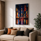 Bring the energy of Manhattan into your space with this Times Square Wall Art, featuring vibrant neon reflections shimmering across rain-soaked streets in a rich impressionist style. Bold city lights, expressive brushwork, and dramatic nighttime colors make this New York canvas a striking centerpiece for offices, lofts, and modern interiors.