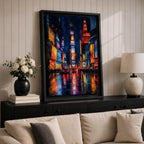 Bring the energy of Manhattan into your space with this Times Square Wall Art, featuring vibrant neon reflections shimmering across rain-soaked streets in a rich impressionist style. Bold city lights, expressive brushwork, and dramatic nighttime colors make this New York canvas a striking centerpiece for offices, lofts, and modern interiors.
