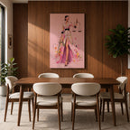 Elevate your workspace with this Lady Justice Wall Art, featuring a stylish blindfolded Lady Justice in a flowing pink floral gown holding the scales and sword. Elegant watercolor splashes, soft blush tones, and contemporary fashion illustration create the perfect statement piece for modern lawyer offices and legal professionals.