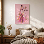 Elevate your workspace with this Lady Justice Wall Art, featuring a stylish blindfolded Lady Justice in a flowing pink floral gown holding the scales and sword. Elegant watercolor splashes, soft blush tones, and contemporary fashion illustration create the perfect statement piece for modern lawyer offices and legal professionals.