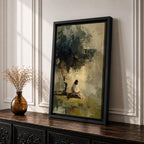 Reflect on faith and peace with this Jesus Praying Wall Art, portraying Christ seated beneath a tree in a tranquil garden rendered in soft impressionist brushstrokes. Neutral earth tones, atmospheric light, and a serene landscape create a meaningful focal point for Christian homes and prayer spaces.