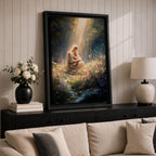 Bring timeless faith and serenity into your home with this Madonna and Child Wall Art, featuring heavenly sunbeams illuminating a peaceful wildflower meadow. This elegant Christian canvas print celebrates maternal love with soft painterly details, making it a beautiful focal point for any prayer room, nursery, or living space.