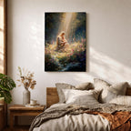 Bring timeless faith and serenity into your home with this Madonna and Child Wall Art, featuring heavenly sunbeams illuminating a peaceful wildflower meadow. This elegant Christian canvas print celebrates maternal love with soft painterly details, making it a beautiful focal point for any prayer room, nursery, or living space.