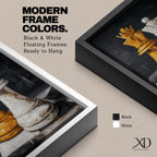 Make a bold statement with this King and Queen Chess Wall Art, featuring striking gold and white chess pieces in a modern abstract painting. The dramatic dark background and rich textured brushstrokes create a sophisticated focal point for offices, game rooms, studies, and contemporary living spaces.