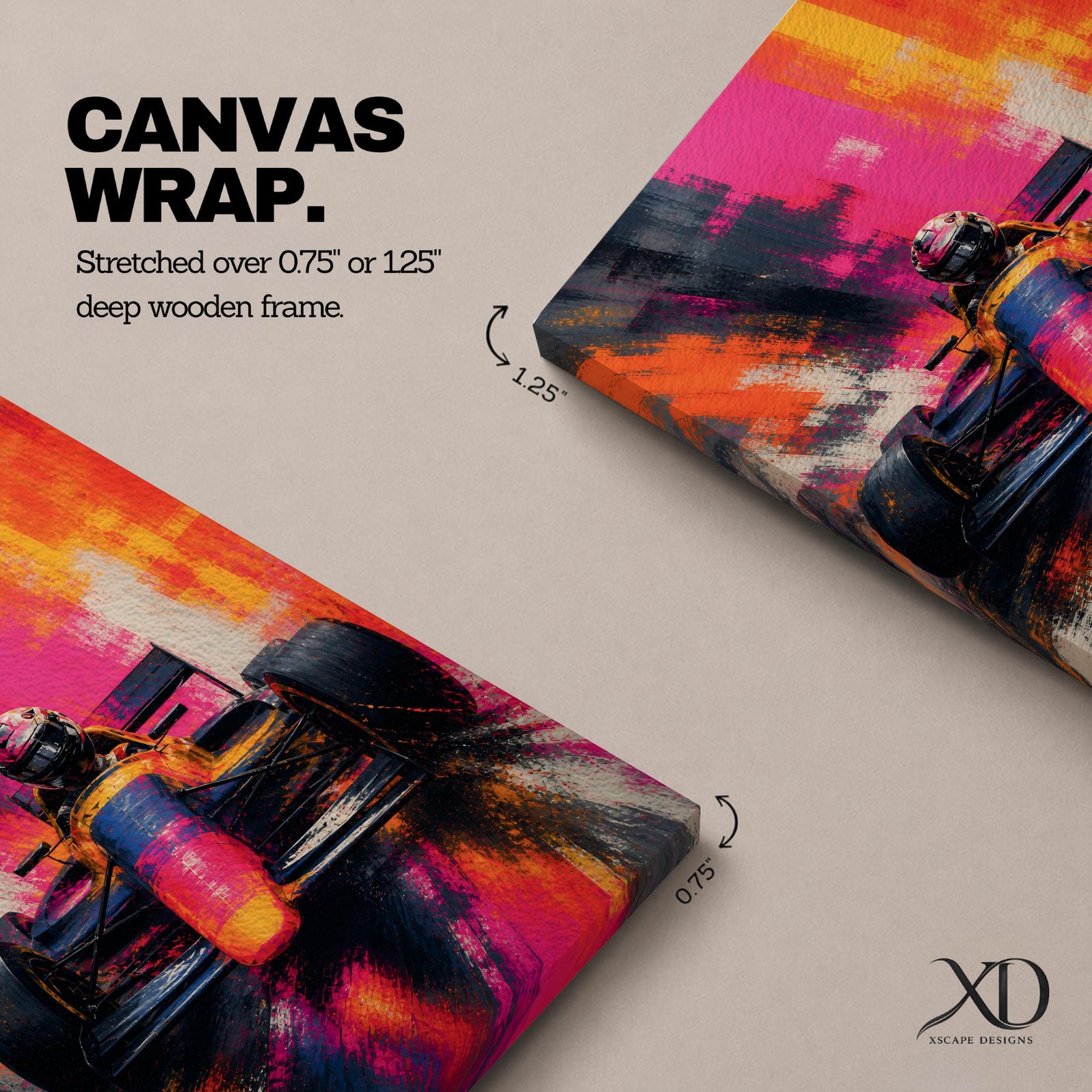 Ignite your passion for motorsport with this Formula One Wall Art, featuring a race car charging forward in a vibrant abstract painting. Bold neon colors, expressive brushstrokes, and dramatic motion make this canvas print a striking centerpiece for man caves, racing rooms, and automotive-inspired spaces.
