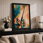 Golf club wall art featuring a close-up golf club and ball against an elegant abstract background accented with gold leaf textures. Refined teal, cream, blush, and metallic tones create a sophisticated sports canvas print ideal for clubhouses, golf rooms, offices, man caves, and luxury interiors.